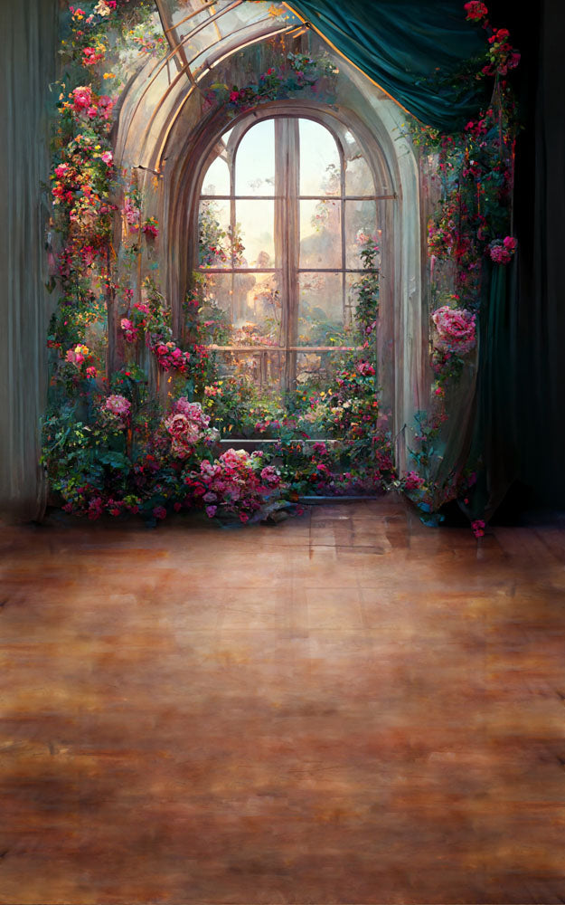 Avezano Pink Rose Room Window Backdrops For Photography-AVEZANO