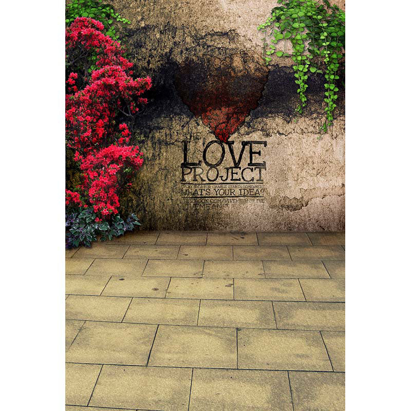 Avezano Old Rock Wall With Flowers And Stone Floor Texture Backdrop For Photography-AVEZANO