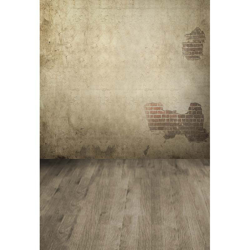Avezano Do Old Brick Wall Backdrop With Gray Wood Floor For Photography-AVEZANO