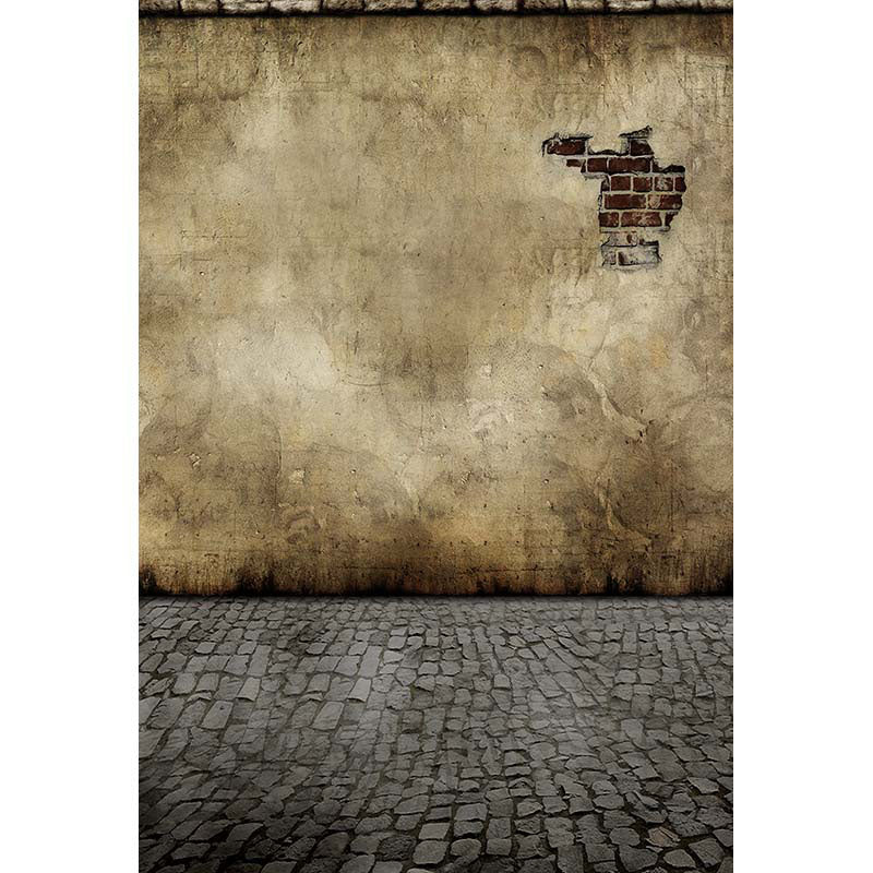 Avezano Do Old Brick Wall Backdrop With Irregular Stone Floor For Photography-AVEZANO