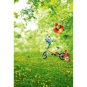 Avezano Spring Green Lawn With Bicycle Photography Backdrop-AVEZANO