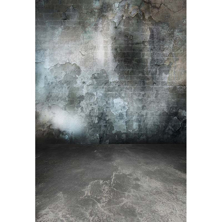 Avezano Shabby Gray Brick Wall Texture Backdrop With Cement Floor For Photography-AVEZANO