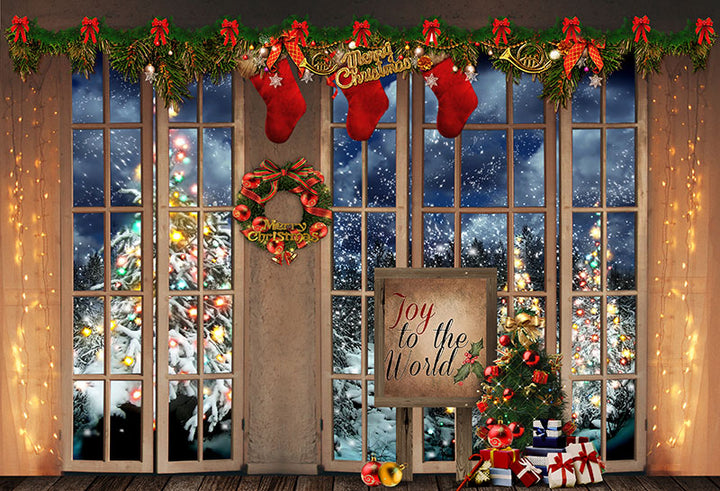 Avezano Christmas Socks and Gifts Photography Backdrop-AVEZANO