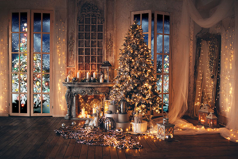 Avezano Indoor Christmas Socks Decoration Photography Backdrop Room Set