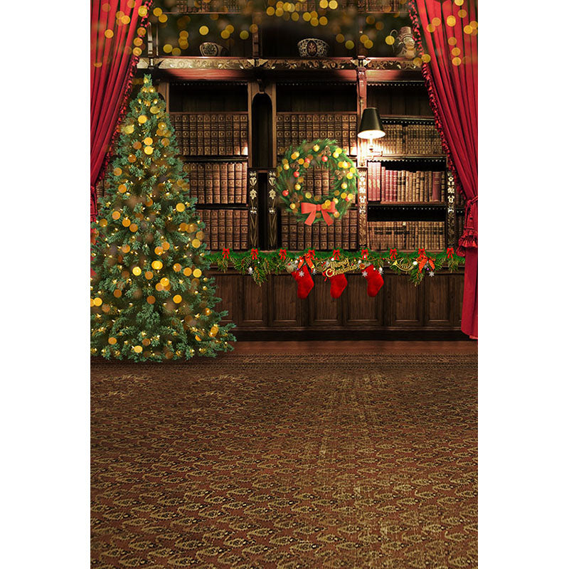 Avezano Christmas Trees And Wreath Photography Backdrop For Christmas-AVEZANO