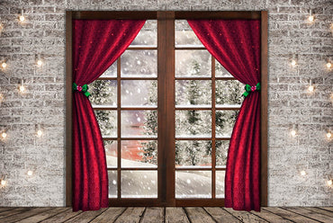 Avezano Grey Wall Vintage Christmas Decoration Photography Backdrop Room Set