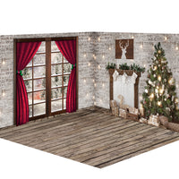 Avezano Grey Wall Vintage Christmas Decoration Photography Backdrop Room Set-AVEZANO