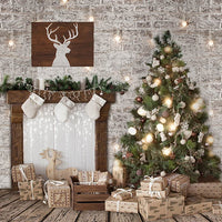 Avezano Grey Wall Vintage Christmas Decoration Photography Backdrop Room Set