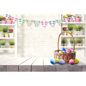 Avezano A Basket Of Eggs On The Table Photography Backdrop For Easter-AVEZANO