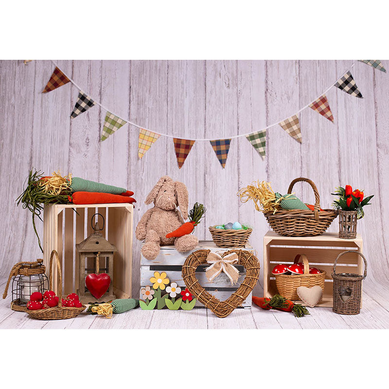 Avezano Rabbit Doll And Other Decorations Photography Backdrop For Easter-AVEZANO