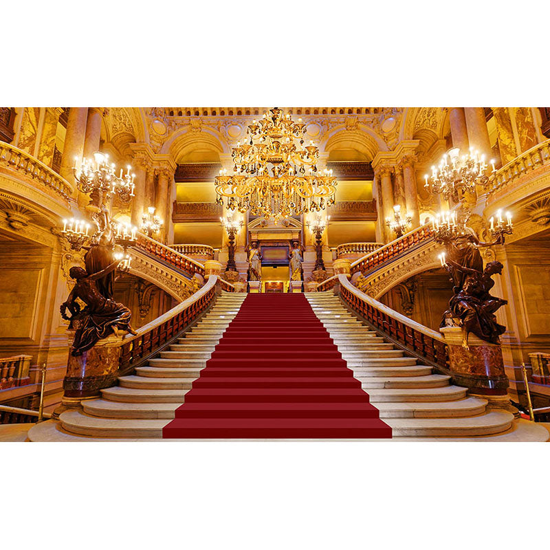 Avezano Golden Palace Red Carpet Ladder Backdrop For Wedding Photography-AVEZANO