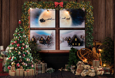 Avezano Christmas Photography Backdrop Scene  Room Set