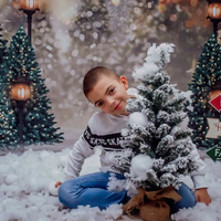 Avezano Snowy Christmas Trees Bokeh Decorations Photography Backdrop