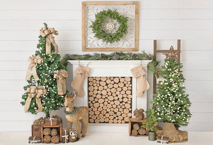 Toile de fond pour photographie de cheminée en bois d'Avezano 