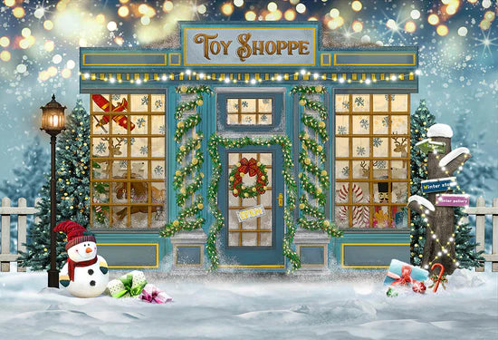 Avezano Christmas Toy Shop Photography Backdrop Scene  Room Set