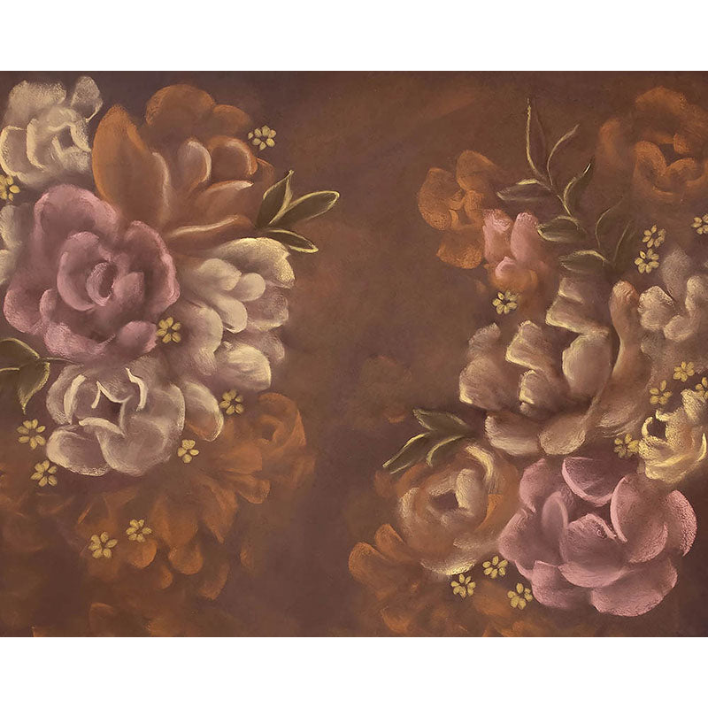 Avezano Brown Hand Painted Flowers Photography Backdrop