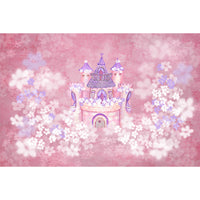 Avezano Pink Background Castle Handpainted Floral Art Backdrop For Photography-AVEZANO