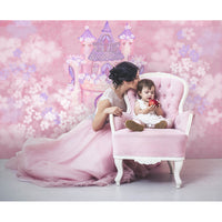 Avezano Pink Background Castle Handpainted Floral Art Backdrop For Photography-AVEZANO