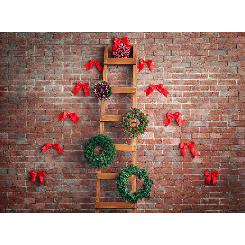 Avezano Brick Wall And Wooden Ladder Scene Backdrop For Photography