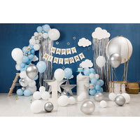 Avezano Blue Background And Balloons Scene Photography Backdrop For Birthday