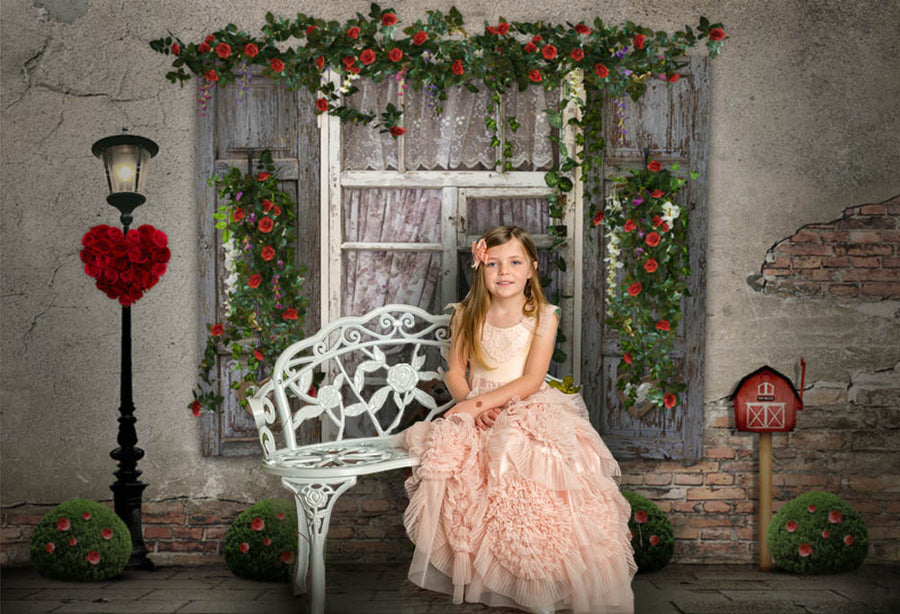 Avezano Rose Window Backdrop For Valentine'S Day Photography