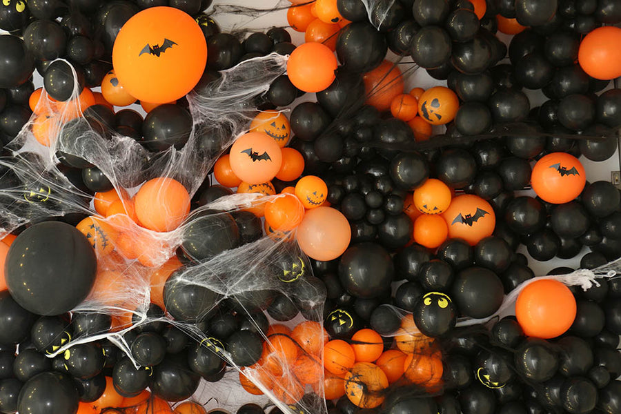 Avezano Bat Balloons and Spider Web Halloween Photography Backdrop-AVEZANO