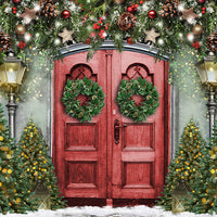 Avezano Christmas Decoration Red Door Photography Backdrop