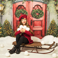 Avezano Christmas Decoration Red Door Photography Backdrop-AVEZANO