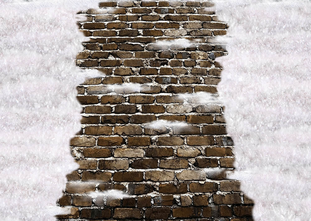 Avezano Winter Snow-Covered Brick Floor Photography Backdrop