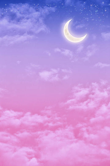 Avezano Moon Lavender Sky Clouds Photography Backdrop-AVEZANO