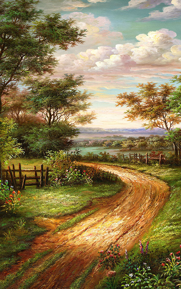 Avezano Vintage Painted Trail Landscape Oil Painting Fine Art Photography Backdrop-AVEZANO