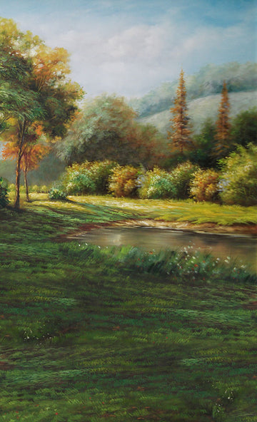 Avezano Vintage Painted Wilderness Lake Scenery Oil Painting Fine Art Portrait Photography Backdrop-AVEZANO