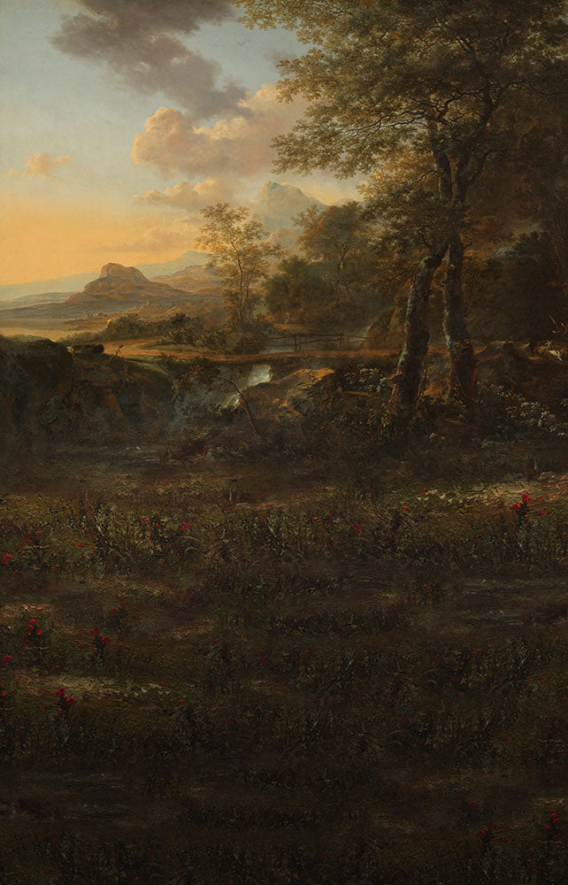 Avezano Literary Vintage Oil Painting Lake Landscape In Fall Photography Backdrop-AVEZANO