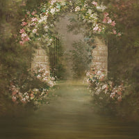 Avezano Flowers And Arched Doors Vintage Oil Painting Style Art Photography Backdrop-AVEZANO