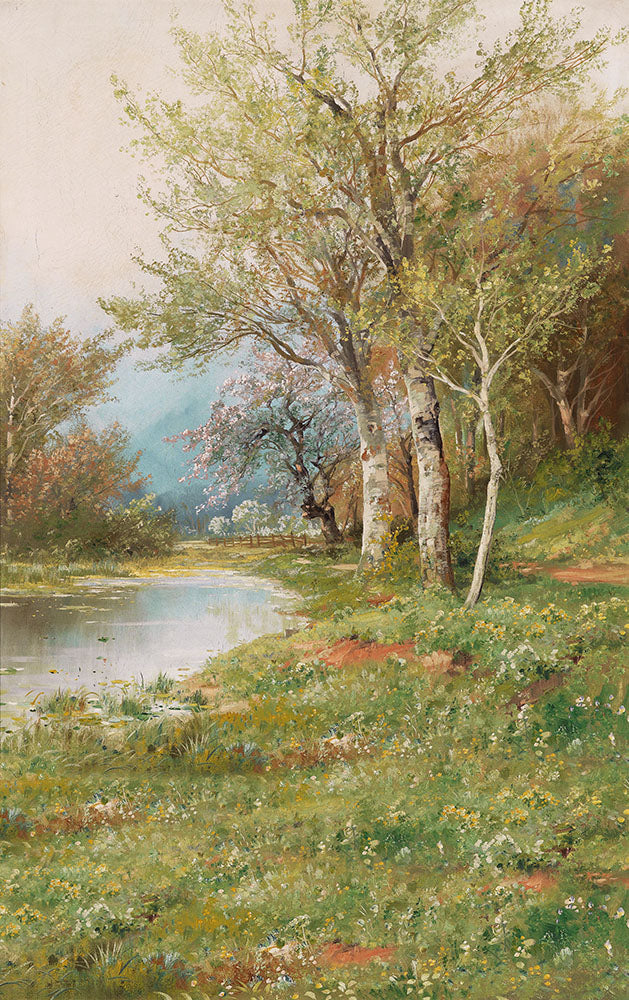 Avezano Painting Style Lakeside Scenery Vintage Art Portrait Photography Backdrop-AVEZANO