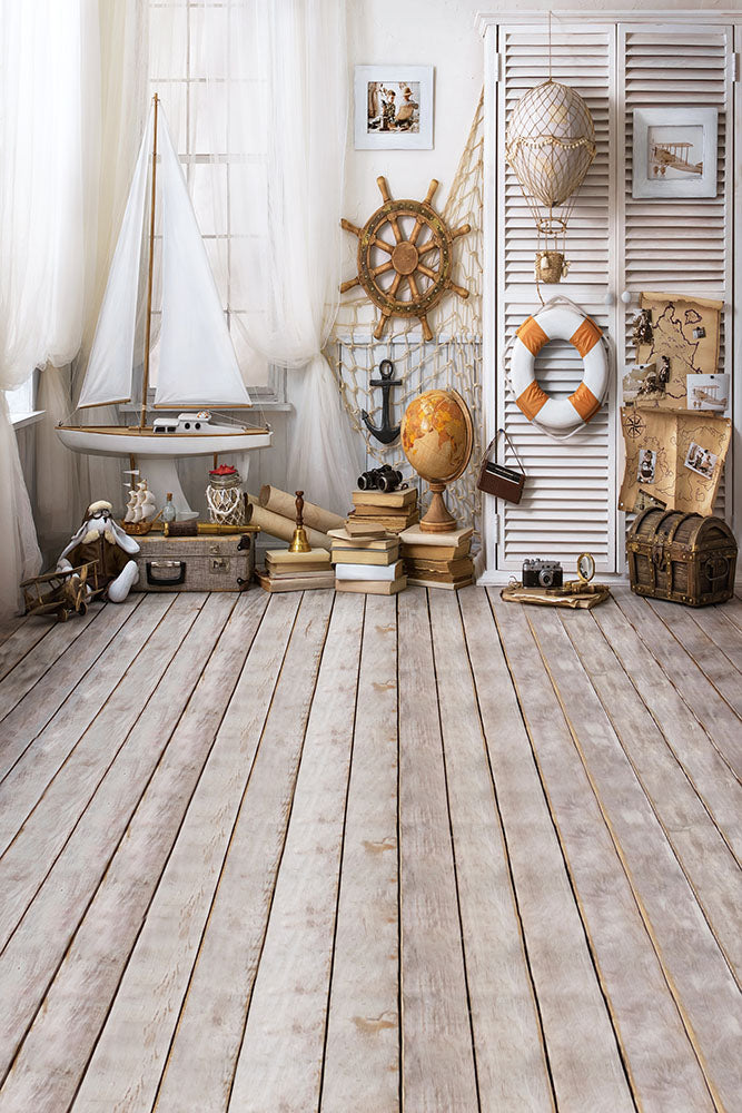 Avezano Captain'S Sailing Adventure Theme With Wood Floor Photography Backdrop-AVEZANO