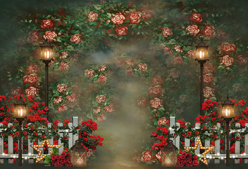 Avezano Garden Fence Rose Flower Backdrop For Valentine'S Day Photography-AVEZANO