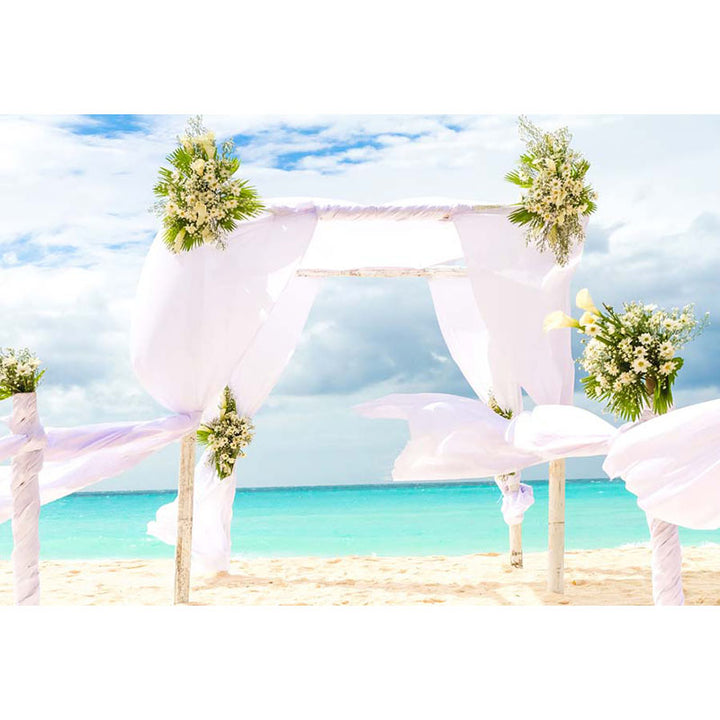 Avezano Pink Wedding Pavilion On The Beach Photography Backdrop For Wedding-AVEZANO