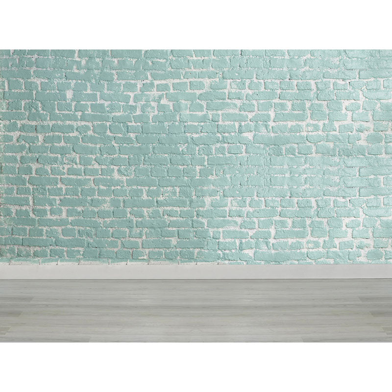 Avezano Cyan Brick Wall Texture With Gray Floor Photography Backdrop-AVEZANO