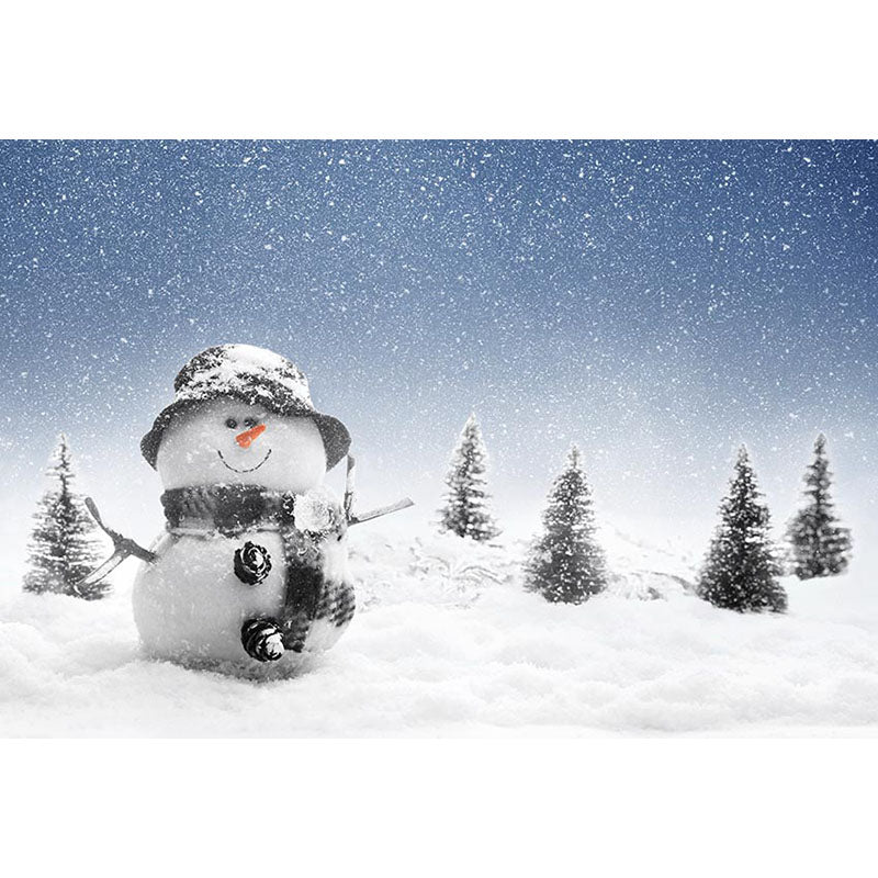 Avezano Snowy Ground And Snowman In Winter Photography Backdrop-AVEZANO