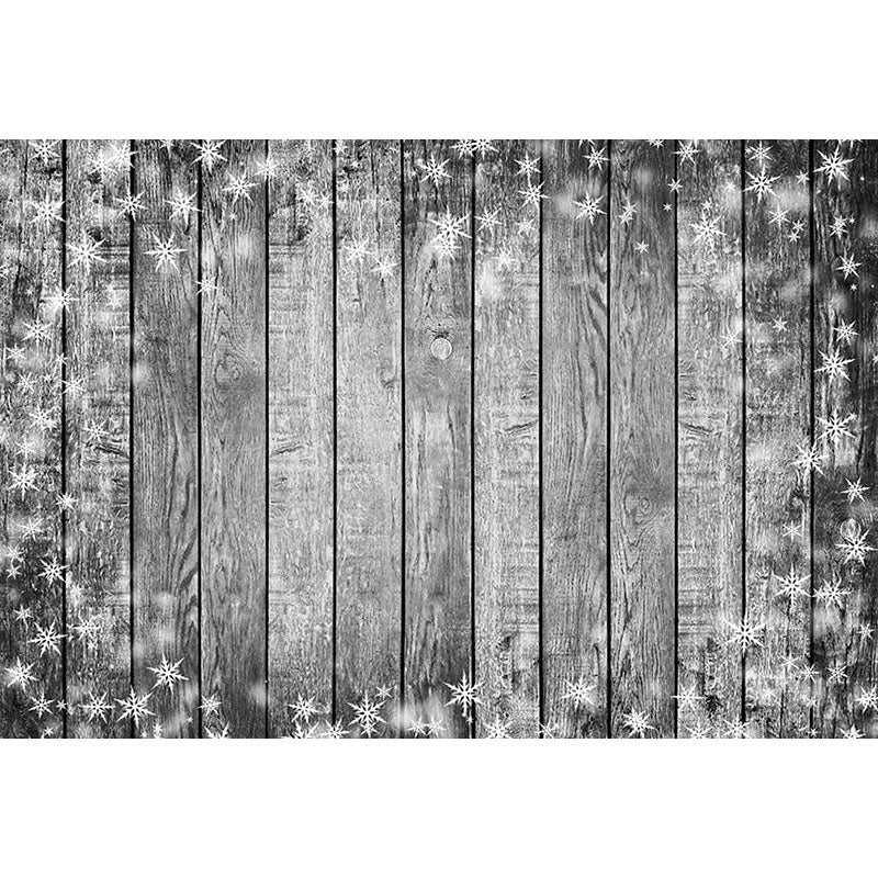 Avezano Retro Gray Wood Floor Texture Backdrop With Snowflake For Photography-AVEZANO