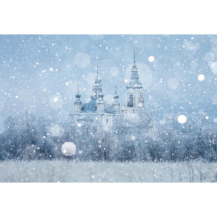 Avezano Winter Castle In The Snow Photography Backdrop-AVEZANO