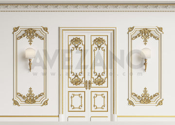 Avezano Elegant White Gold Edge Window Photography Backdrop-AVEZANO