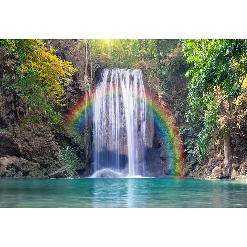 Avezano Spring A Waterfall In The Jungle And Rainbow Photography Backdrop For Children-AVEZANO