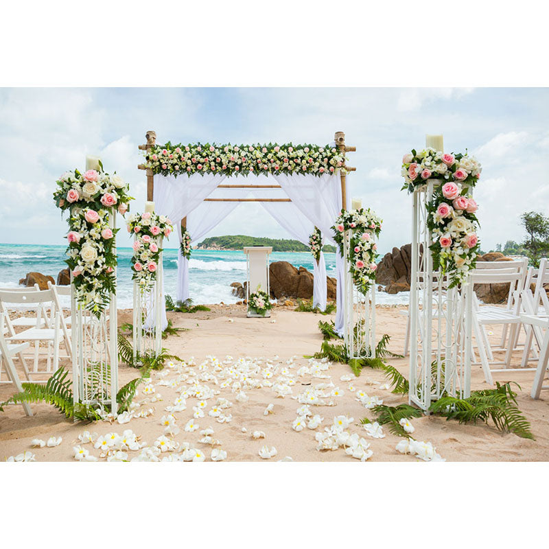 Avezano Wedding By The Sea In Summer Photography Backdrop-AVEZANO