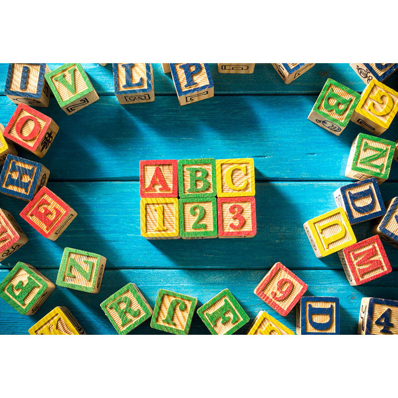 Avezano Wooden Blocks With Letters Photography Backdrop For Back To School-AVEZANO