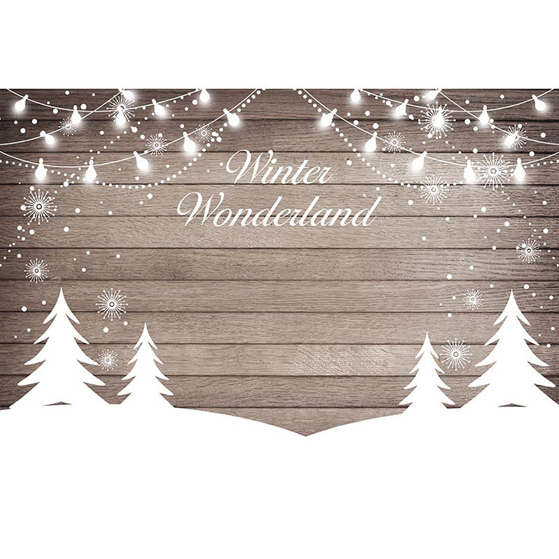 Avezano Wood Floor Texture Backdrop With Winter Wonderland For Photography-AVEZANO