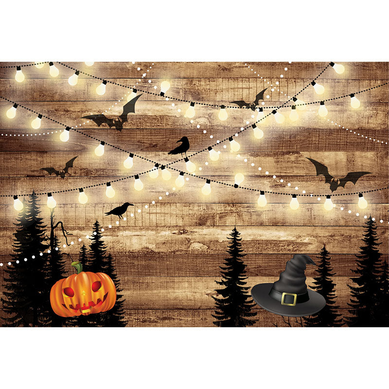 Avezano Halloween Elements And Wooden Wall Halloween Photography Backdrop-AVEZANO