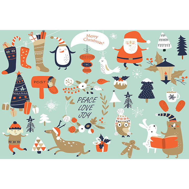 Avezano Cartoon Christmas Pattern Photography Backdrop For Christmas-AVEZANO