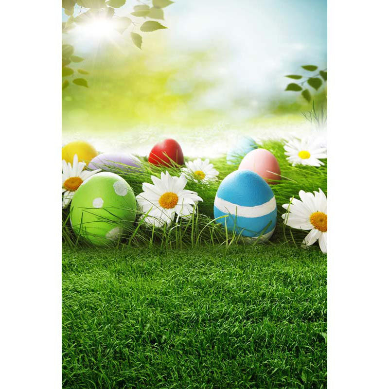 Avezano Green Lawn With Easter Eggs Photography Backdrop-AVEZANO
